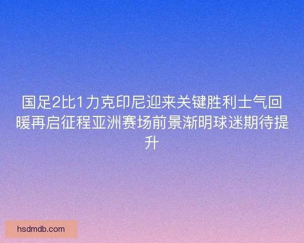 国足2比1力克印尼迎来关键胜利士气回暖再启征程亚洲赛场前景渐明球迷期待提升